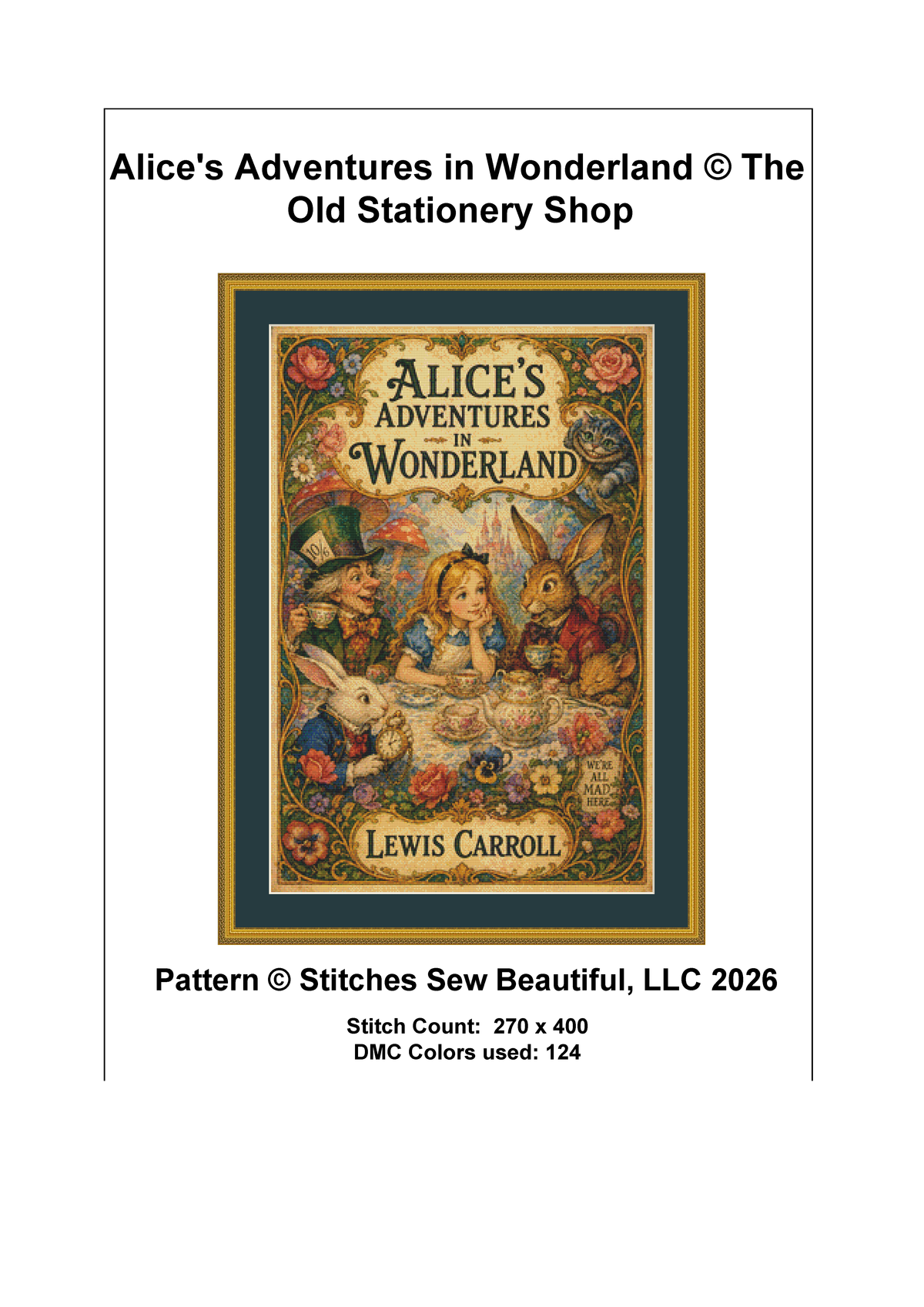 "Alice's Adventures in Wonderland" cross stitch pattern by The Old Stationery Shop