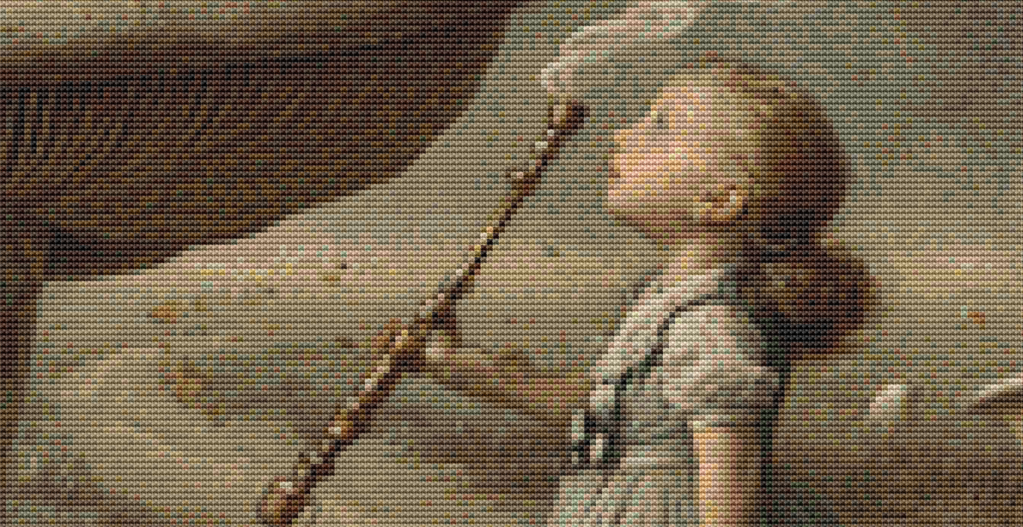 Alice and Caterpillar counted cross stitch pattern by Bryna T. Art and Design