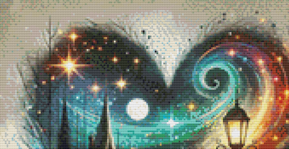 "An Enchanted Winter's Eve" (Small) cross stitch pattern by World of Love Hearts/Adrian G. Eyre