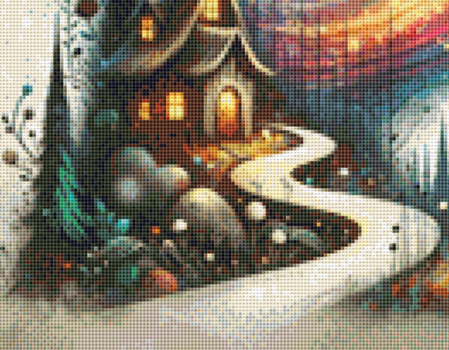 "An Enchanted Winter's Eve" (Small) cross stitch pattern by World of Love Hearts/Adrian G. Eyre
