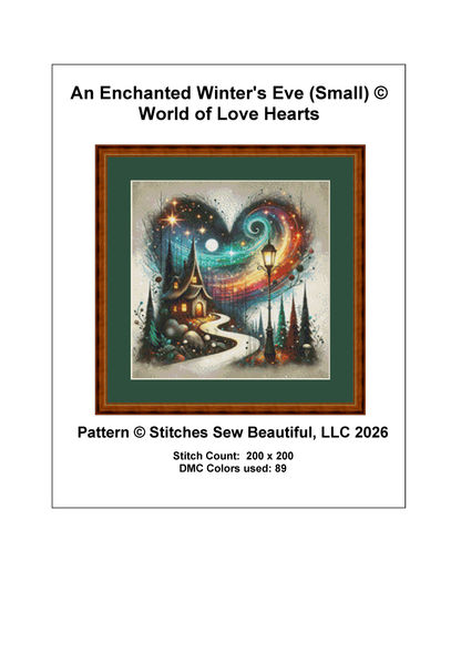 "An Enchanted Winter's Eve" (Small) cross stitch pattern by World of Love Hearts/Adrian G. Eyre