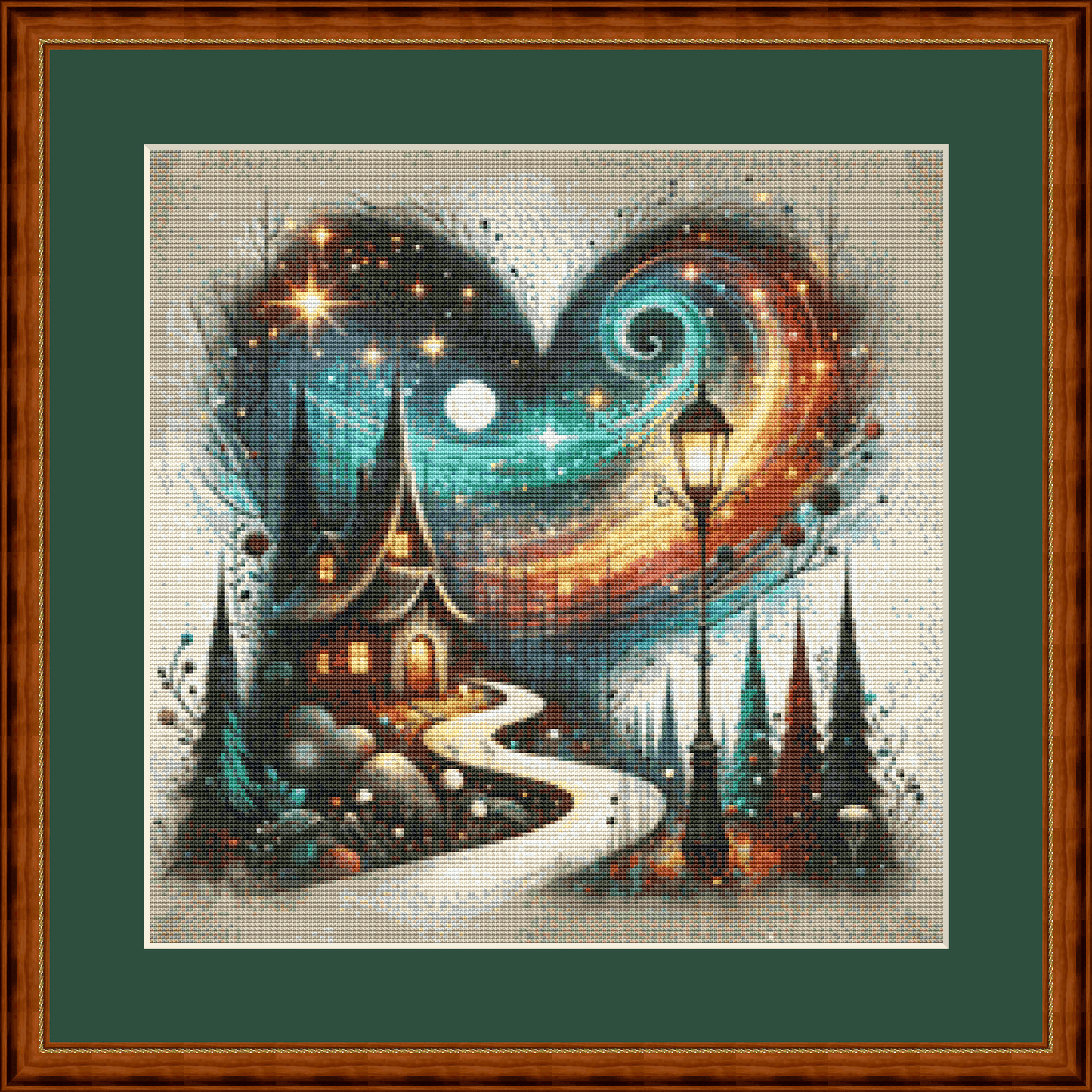 "An Enchanted Winter's Eve" (Small) cross stitch pattern by World of Love Hearts/Adrian G. Eyre