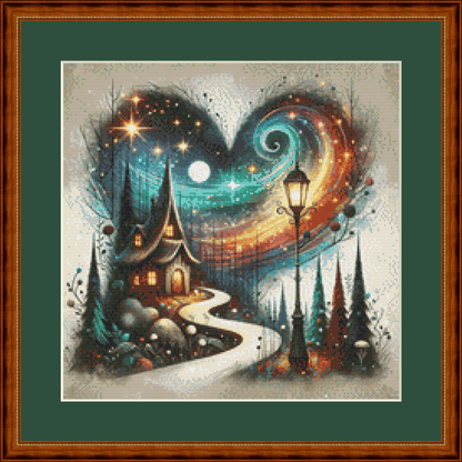"An Enchanted Winter's Eve" (Small) cross stitch pattern by World of Love Hearts/Adrian G. Eyre