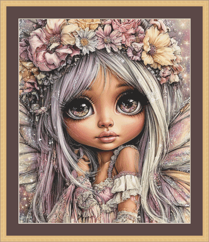 Angel Eyes Floral Fairy 2 cross stitch pattern by Queen Bee Designs