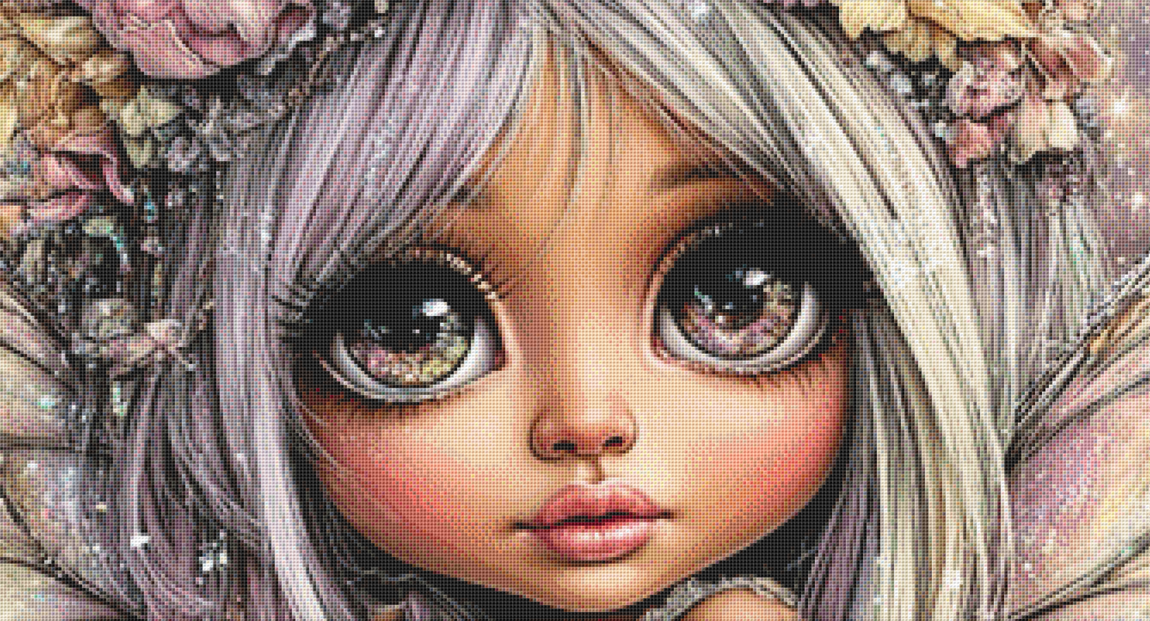 Angel Eyes Floral Fairy 2 cross stitch pattern by Queen Bee Designs