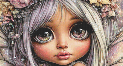 Angel Eyes Floral Fairy 2 cross stitch pattern by Queen Bee Designs