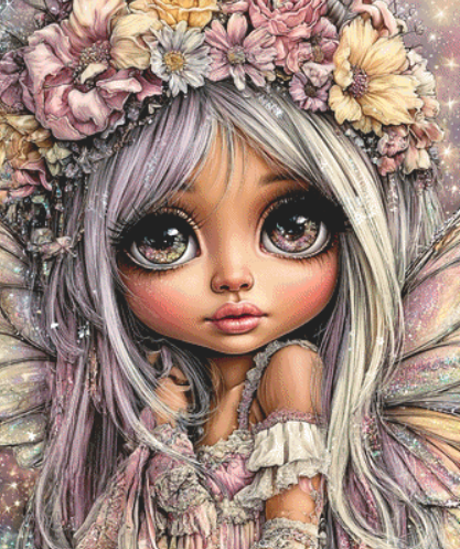 Angel Eyes Floral Fairy 2 cross stitch pattern by Queen Bee Designs