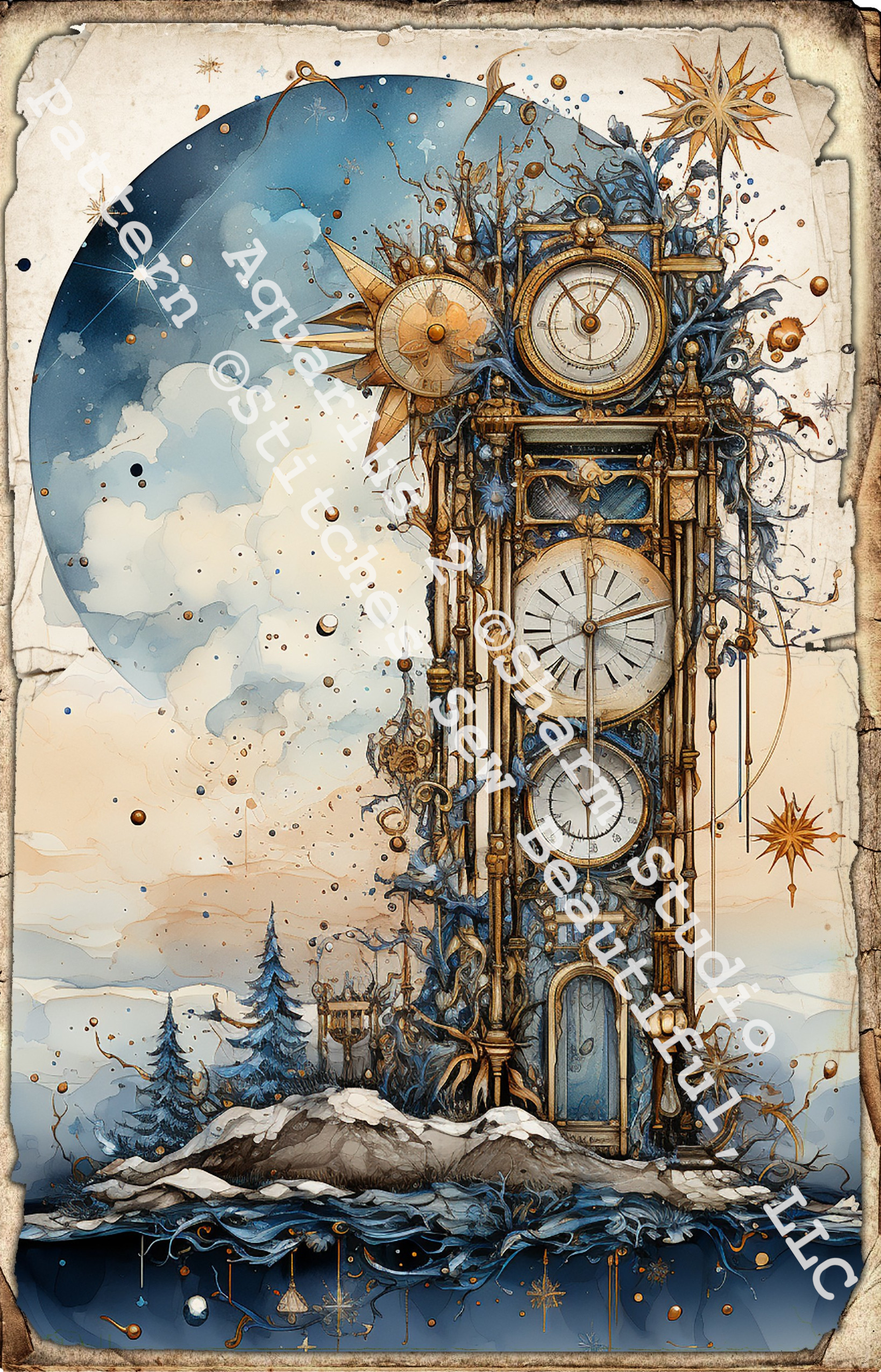 Zodiac - Aquarius 2 counted cross stitch pattern by Sharm Studio