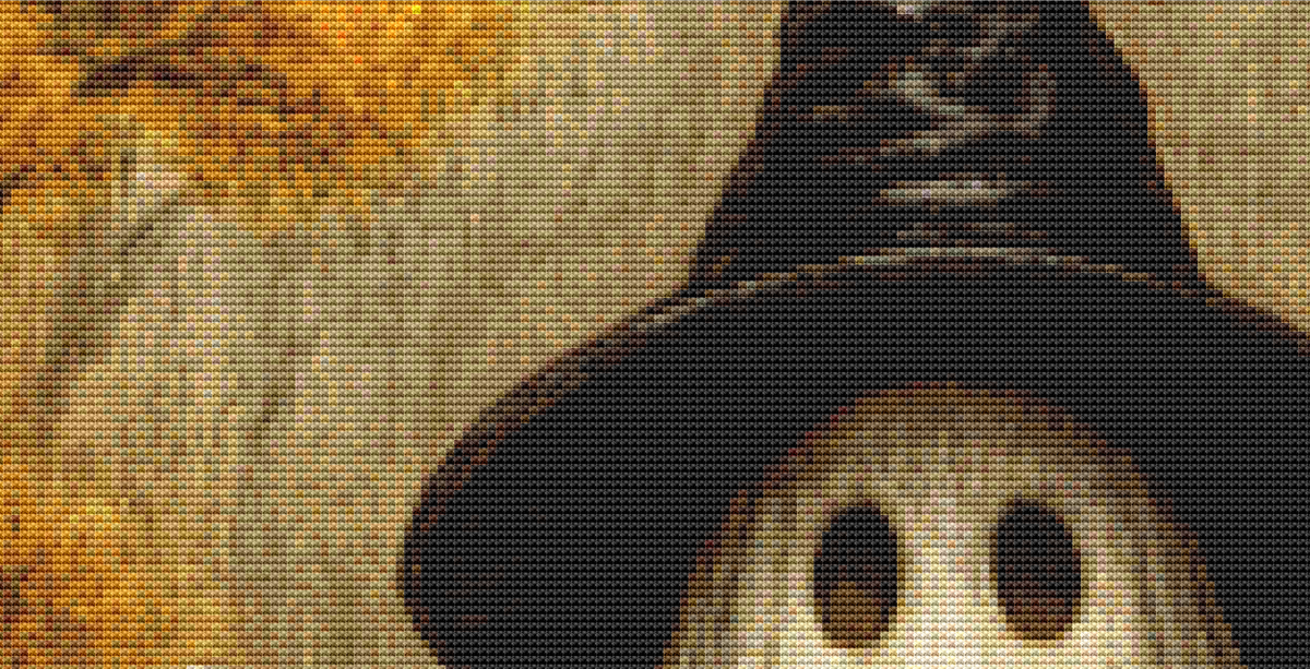 "Autumn's Little Haunt" cross stitch pattern by Queen Bee Designs