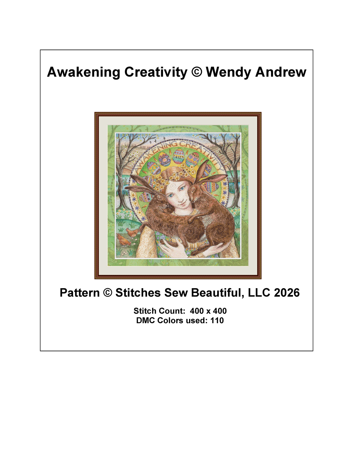 "Awakening Creativity"  counted cross stitch pattern by Wendy Andrew