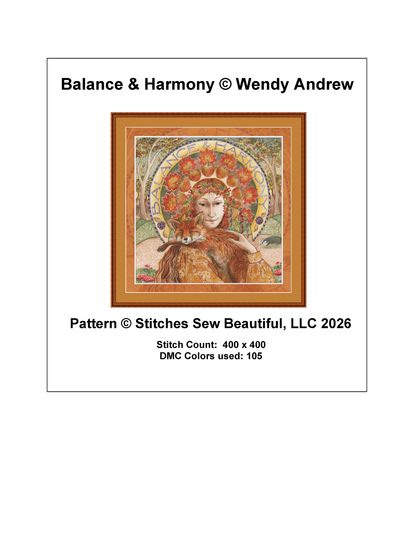 "Balance & Harmony" counted cross stitch pattern by Wendy Andrew