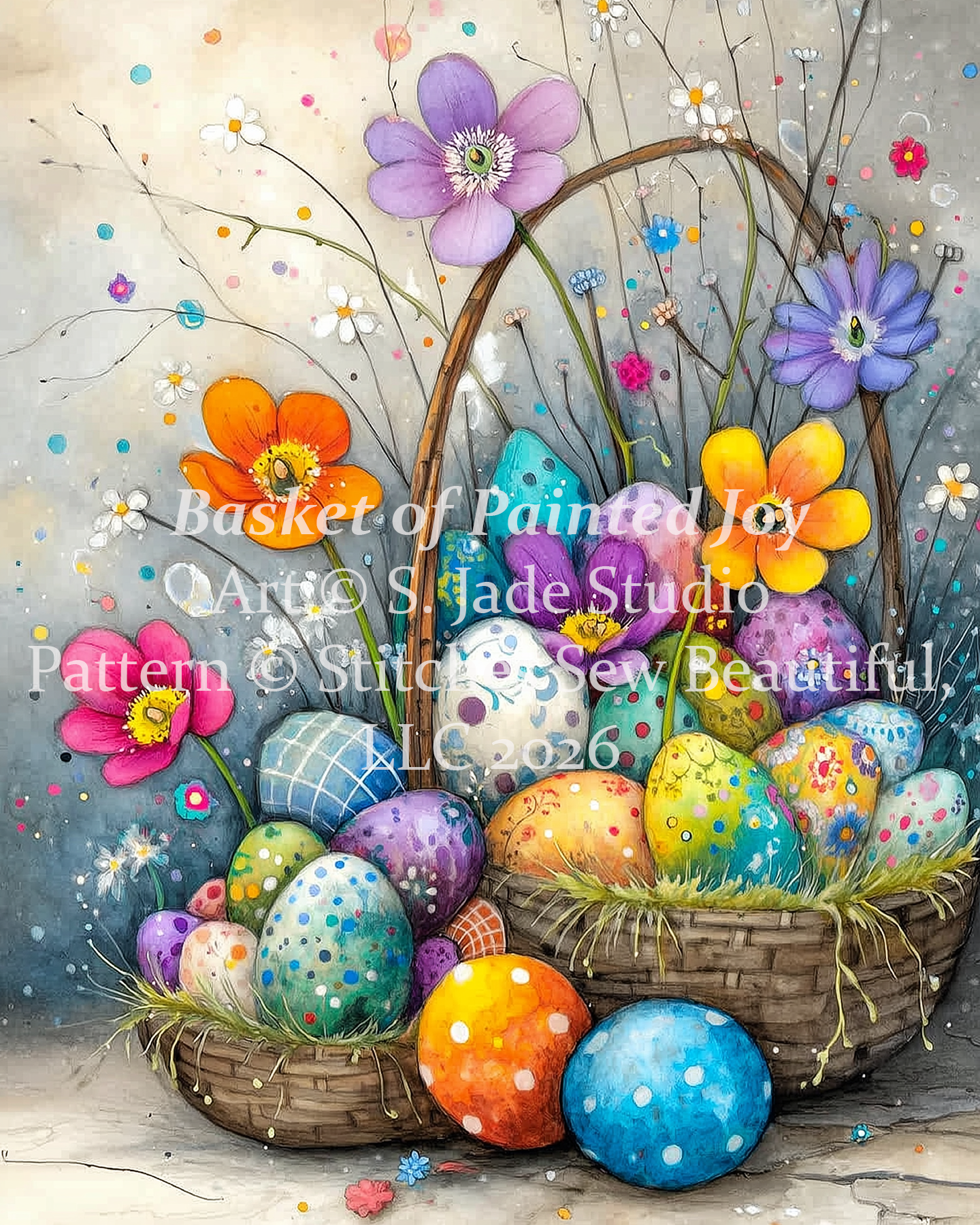 Basket of Joy cross stitch pattern by S. Jade Studio