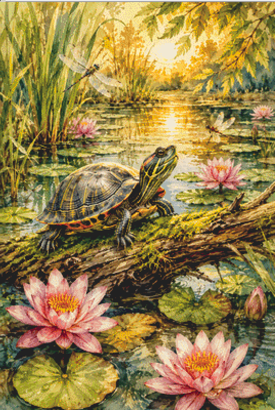 "Basking in The Sun" cross stitch pattern by The Old Stationery Shop
