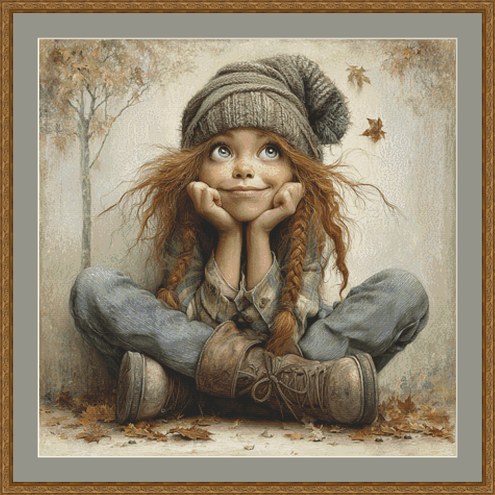 Beanie Girl cross stitch pattern By Bryna T. Art & Design