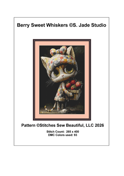 Berry Sweet Whiskers cross stitch pattern by S. Jade Studio
