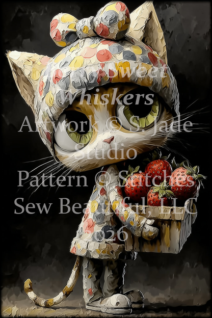 Berry Sweet Whiskers cross stitch pattern by S. Jade Studio