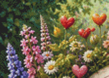 "Blossoms & Sweet Dreams" cross stitch pattern by World of Love Hearts