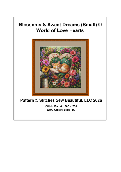 "Blossoms & Sweet Dreams" (Small) cross stitch pattern by World of Love Hearts