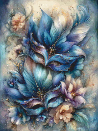 Masquerade in Bloom cross stitch pattern by Sassy E. Boutique