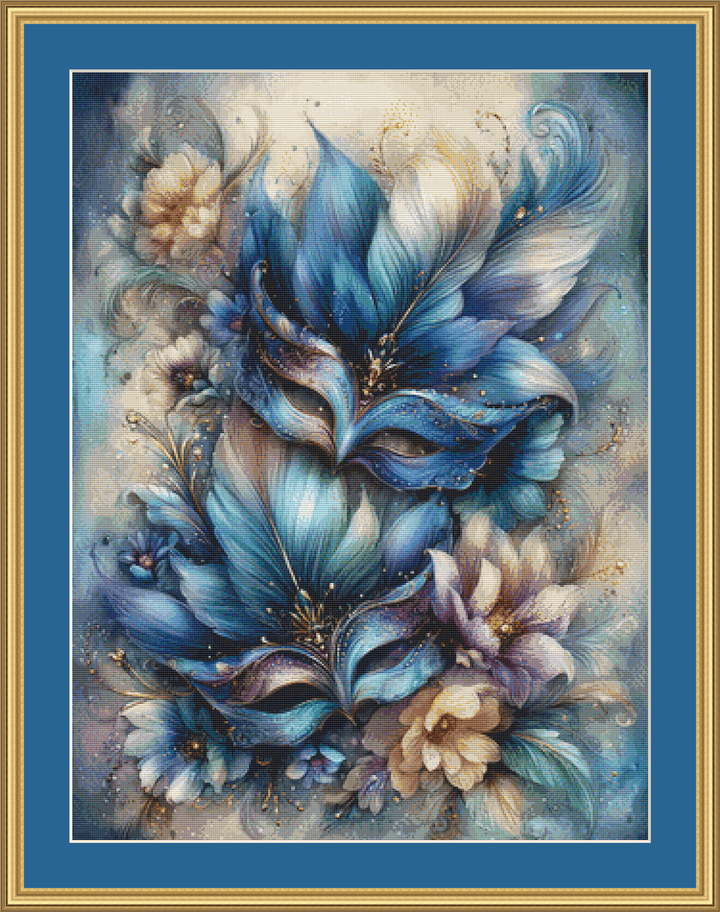 Masquerade in Bloom cross stitch pattern by Sassy E. Boutique