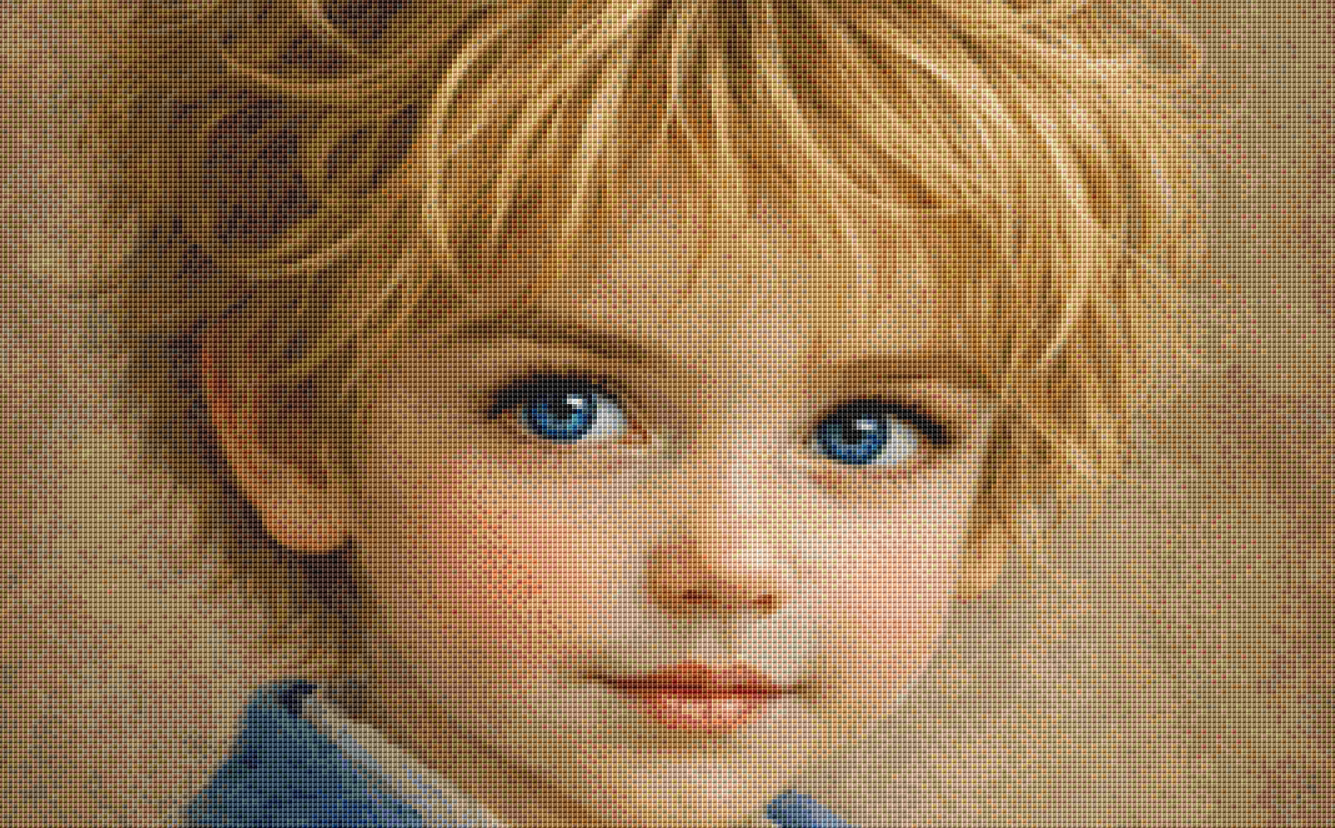 "Blue Eyed Boy" cross stitch pattern by Ingrid Jean AI Art