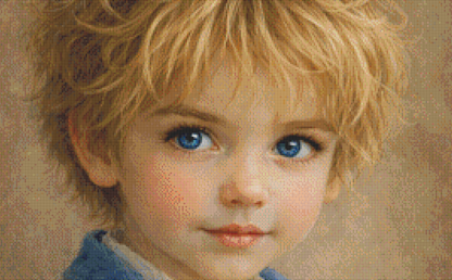 "Blue Eyed Boy" cross stitch pattern by Ingrid Jean AI Art