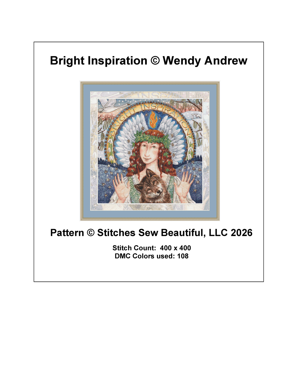 "Bright Inspiration" counted cross stitch pattern by Wendy Andrew/Painting Dreams
