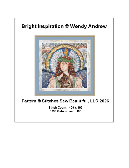 "Bright Inspiration" counted cross stitch pattern by Wendy Andrew/Painting Dreams