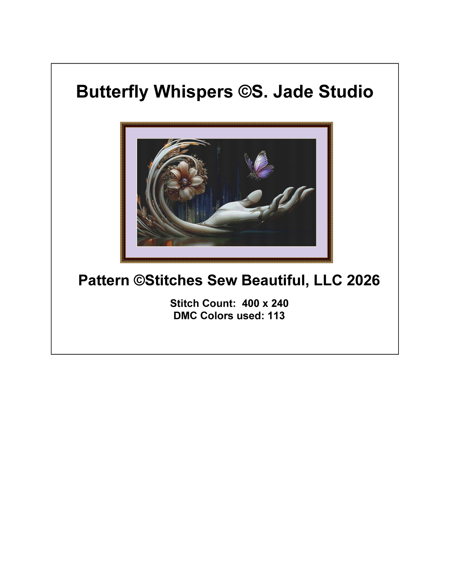 Butterfly Whispers cross stitch pattern by S. Jade Studio