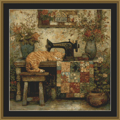 "Cat Nap" cross stitch pattern by Bryna T. Art & Design
