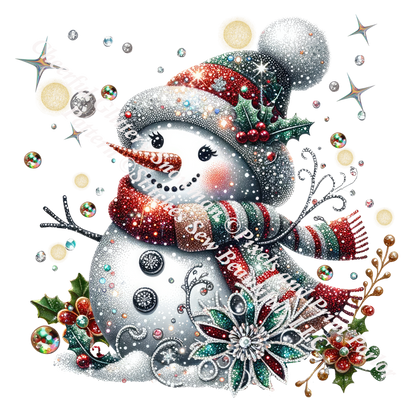 Cheerful Glittery Snowman (Ornament) counted cross stitch pattern by Pixels and Print Parlor