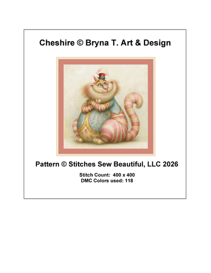 Cheshire counted cross stitch pattern by Bryna T. Art & Design