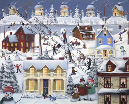 Chimney Smoke and Cheery Folk counted cross stitch pattern by Catherine Holman/Ansada Licensing Group, LLC