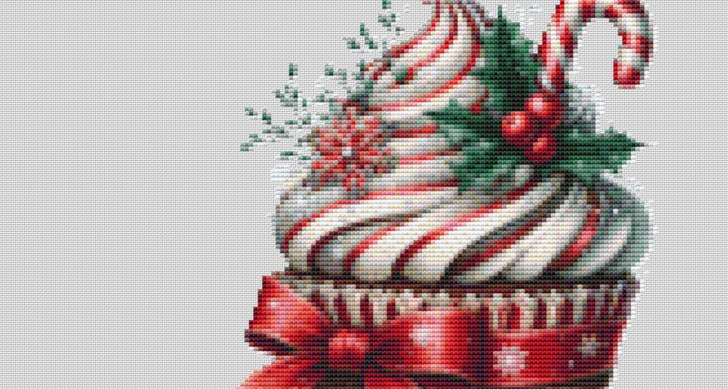 Christmas Cupcake (Ornament) counted cross stitch pattern by Raven Digitals