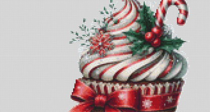 Christmas Cupcake (Ornament) counted cross stitch pattern by Raven Digitals