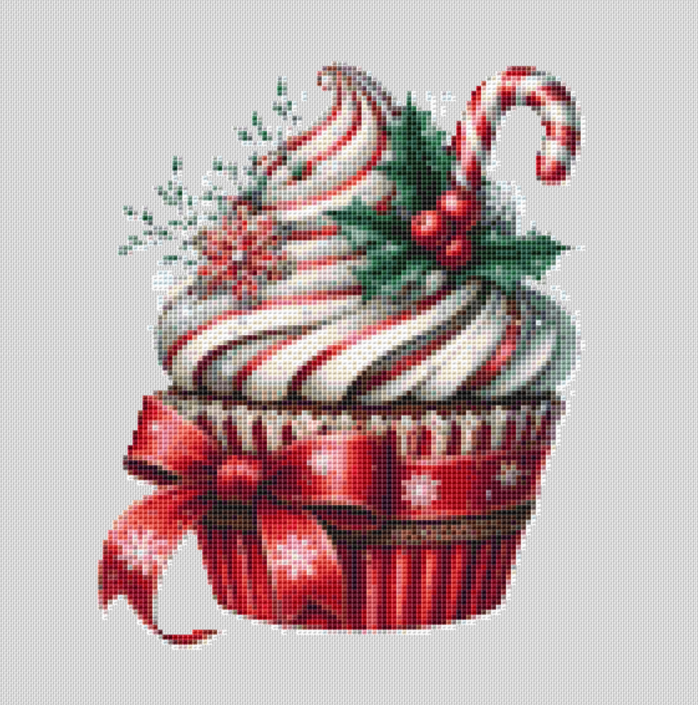 Christmas Cupcake (Ornament) counted cross stitch pattern by Raven Digitals