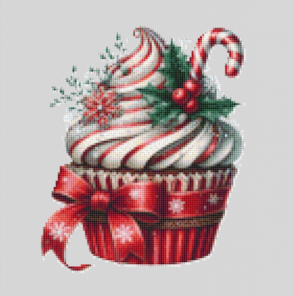 Christmas Cupcake (Ornament) counted cross stitch pattern by Raven Digitals