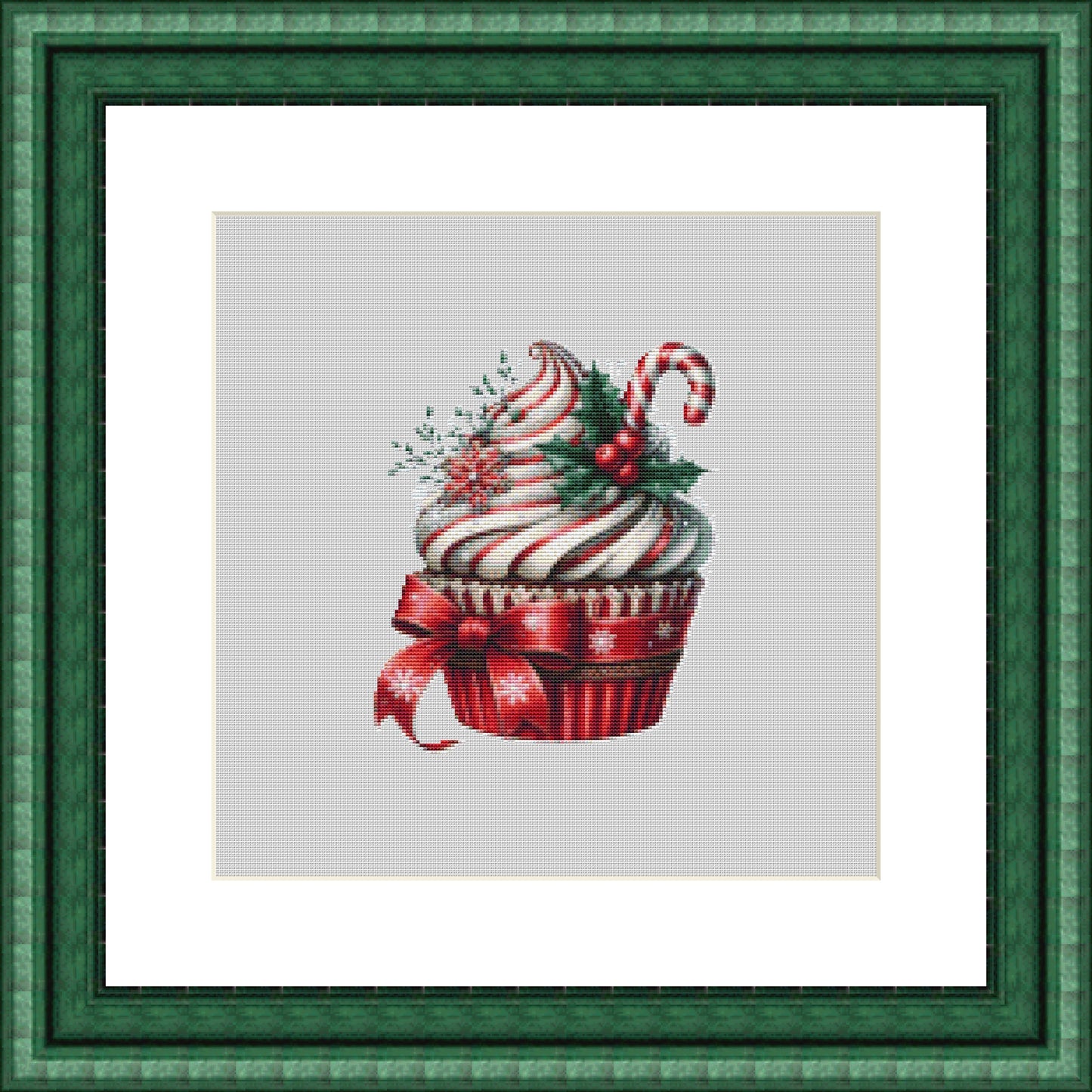Christmas Cupcake (Ornament) counted cross stitch pattern by Raven Digitals
