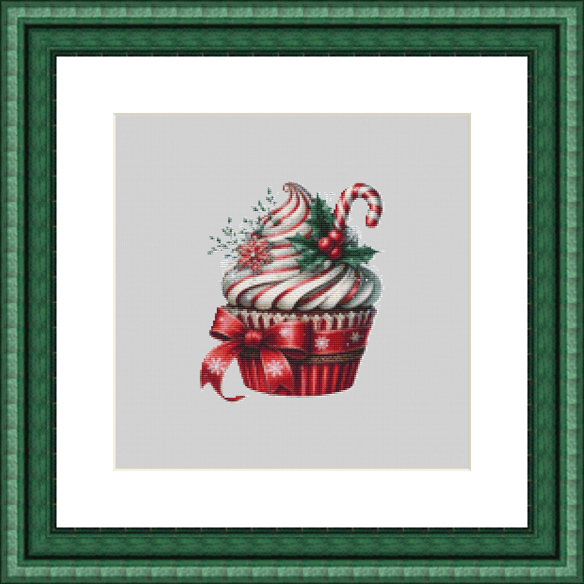 Christmas Cupcake (Ornament) counted cross stitch pattern by Raven Digitals
