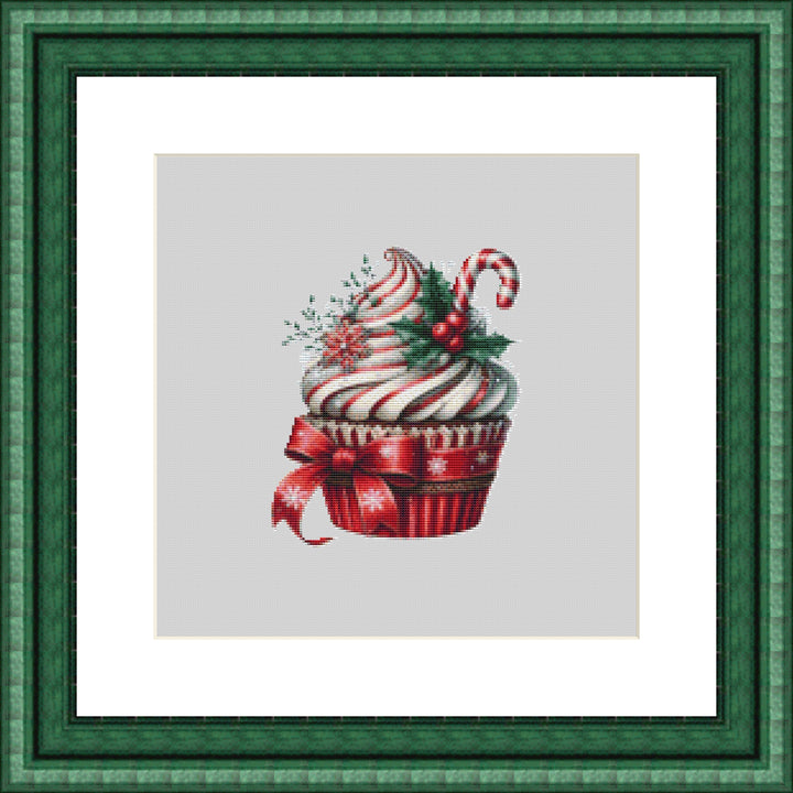 Christmas Cupcake (Ornament) counted cross stitch pattern by Raven Digitals