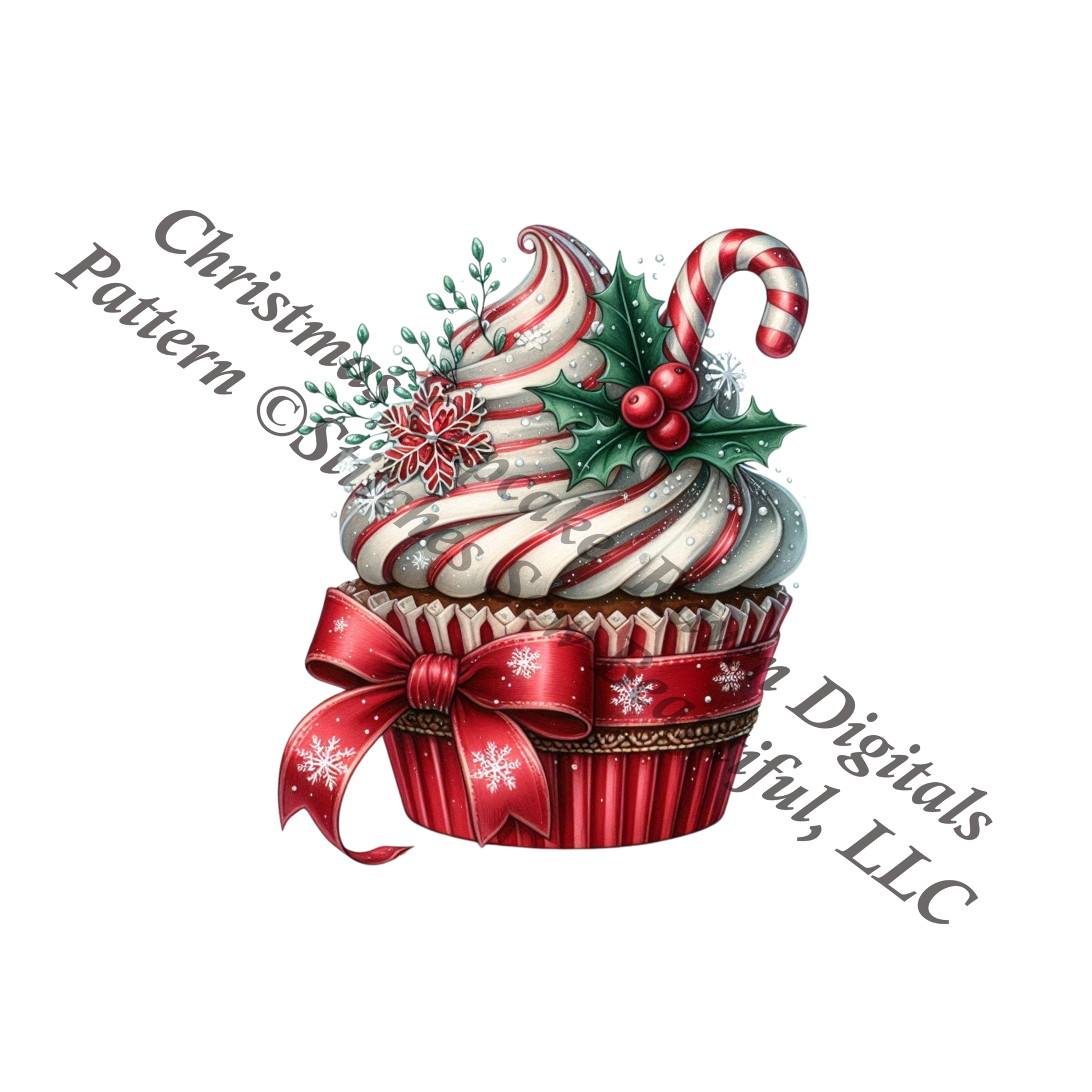 Christmas Cupcake (Ornament) counted cross stitch pattern by Raven Digitals