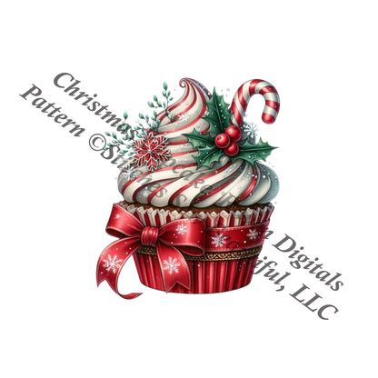 Christmas Cupcake (Ornament) counted cross stitch pattern by Raven Digitals