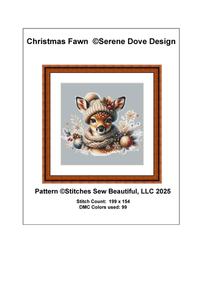 Christmas Fawn (Ornament) counted cross stitch pattern by Serene Dove Design