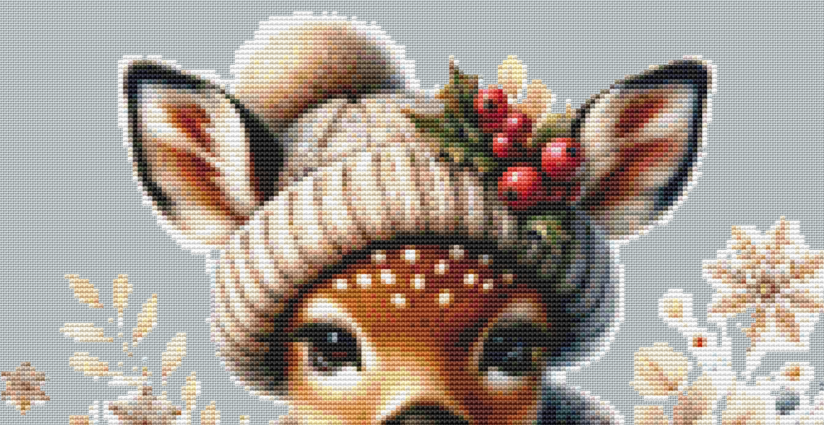 Christmas Fawn (Ornament) counted cross stitch pattern by Serene Dove Design