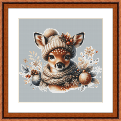Christmas Fawn (Ornament) counted cross stitch pattern by Serene Dove Design