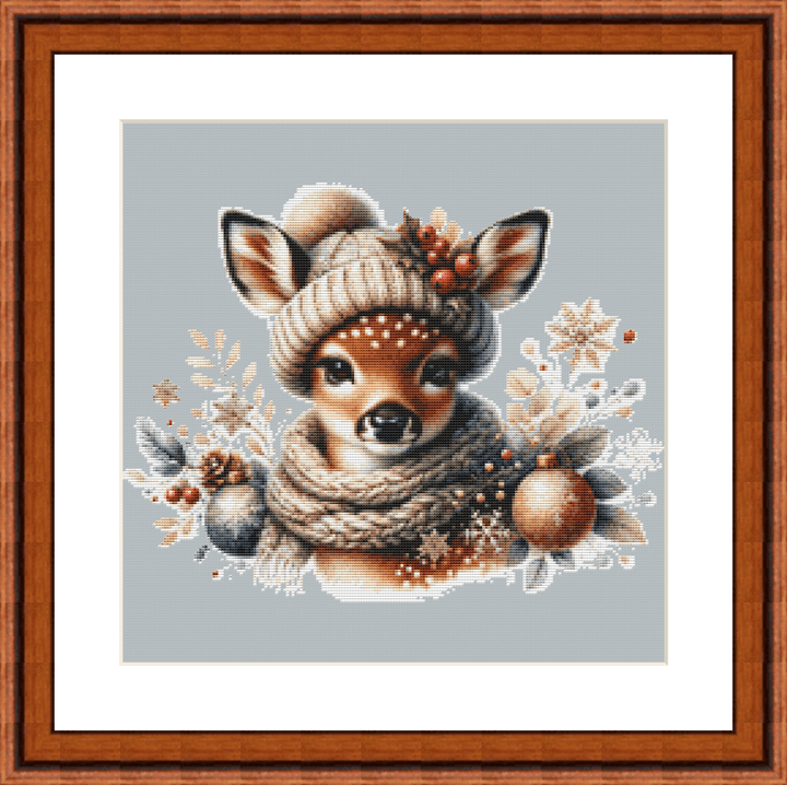 Christmas Fawn (Ornament) counted cross stitch pattern by Serene Dove Design