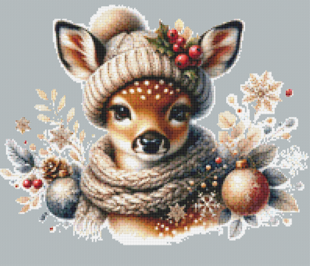 Christmas Fawn (Ornament) counted cross stitch pattern by Serene Dove Design