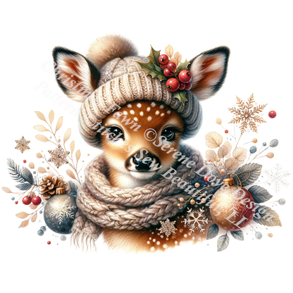 Christmas Fawn (Ornament) counted cross stitch pattern by Serene Dove Design