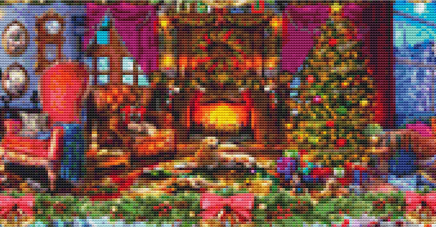 Christmas Frame (Max Color) counted cross stitch pattern by Dominic Davison, Licensed by MGL, www.mglart.com