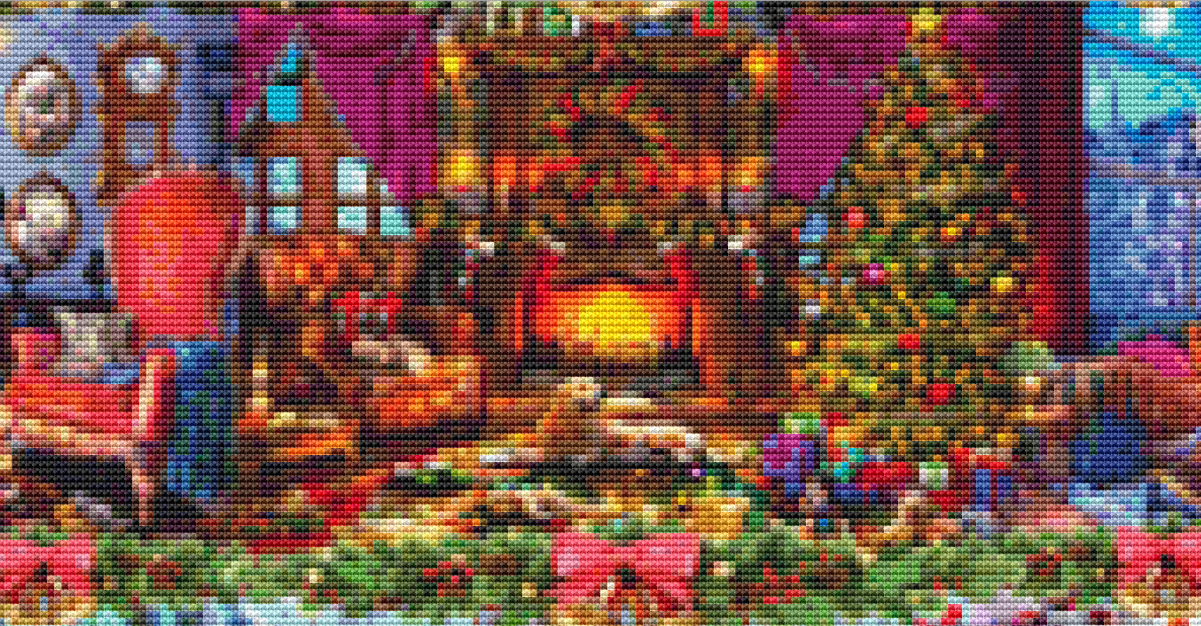Christmas Frame (Max Color) counted cross stitch pattern by Dominic Davison, Licensed by MGL, www.mglart.com